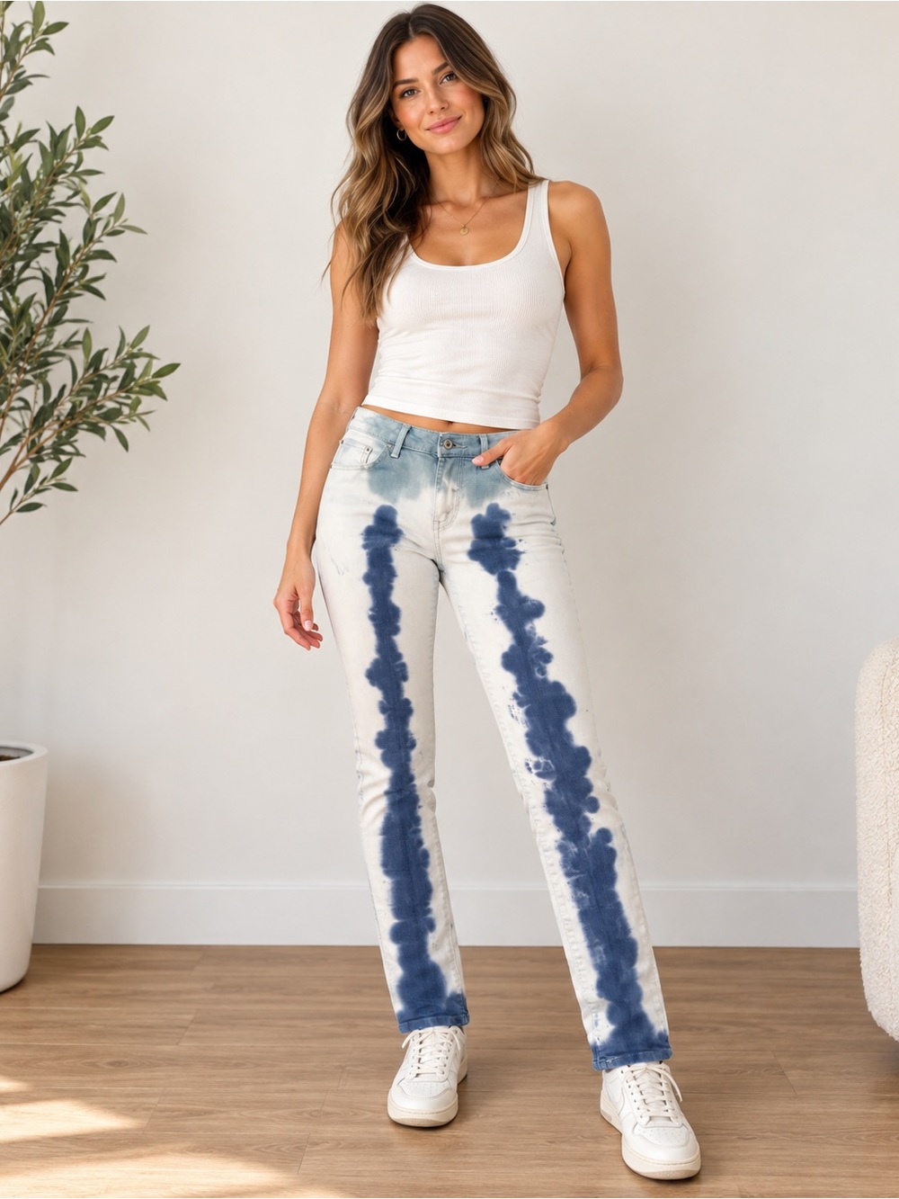 Levi’s Women’s Blue & White Tie-Dye Skinny Jeans